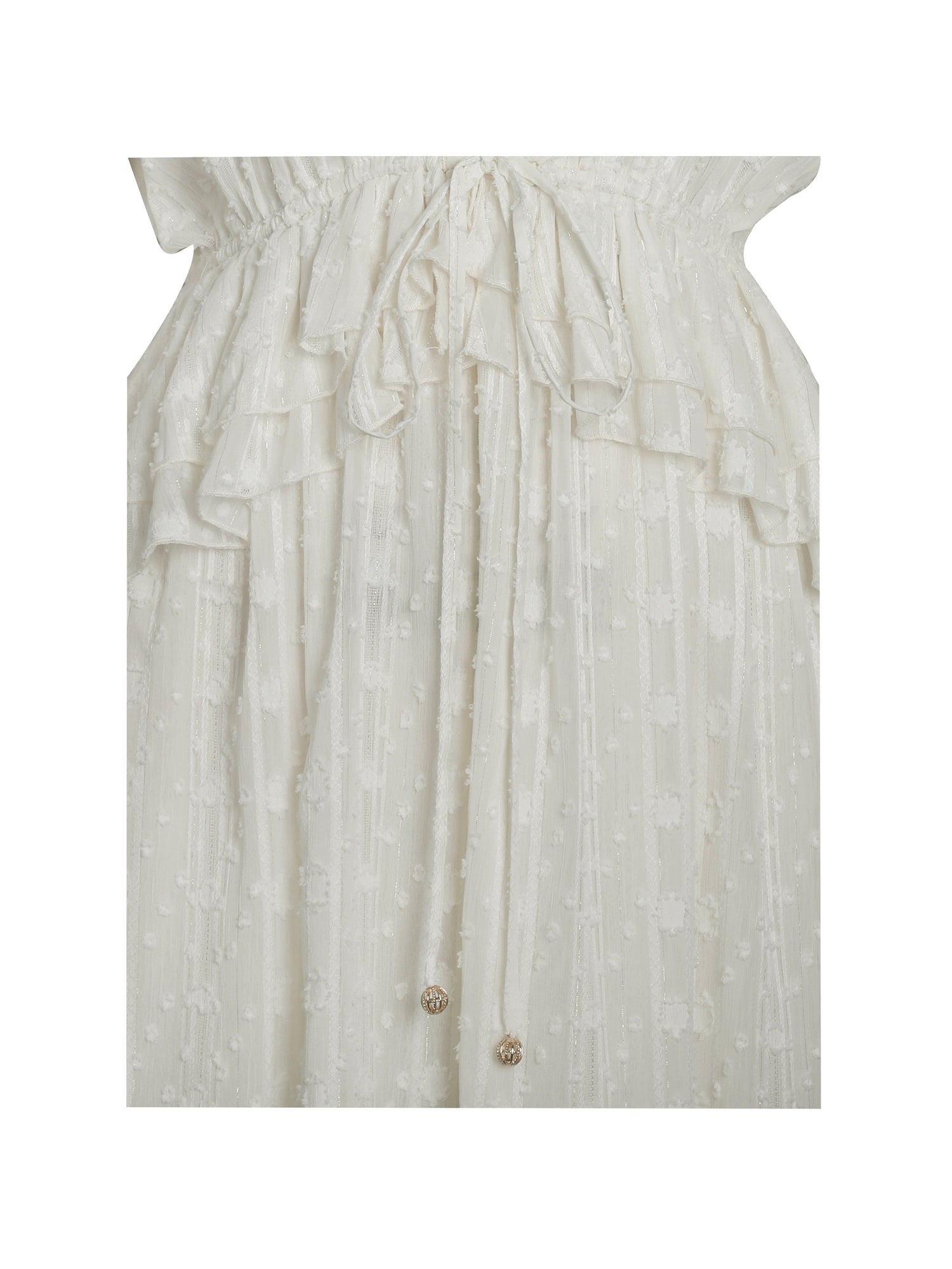 Safiya Jacquard Chiffon Long Sleeve Maxi Dress | White