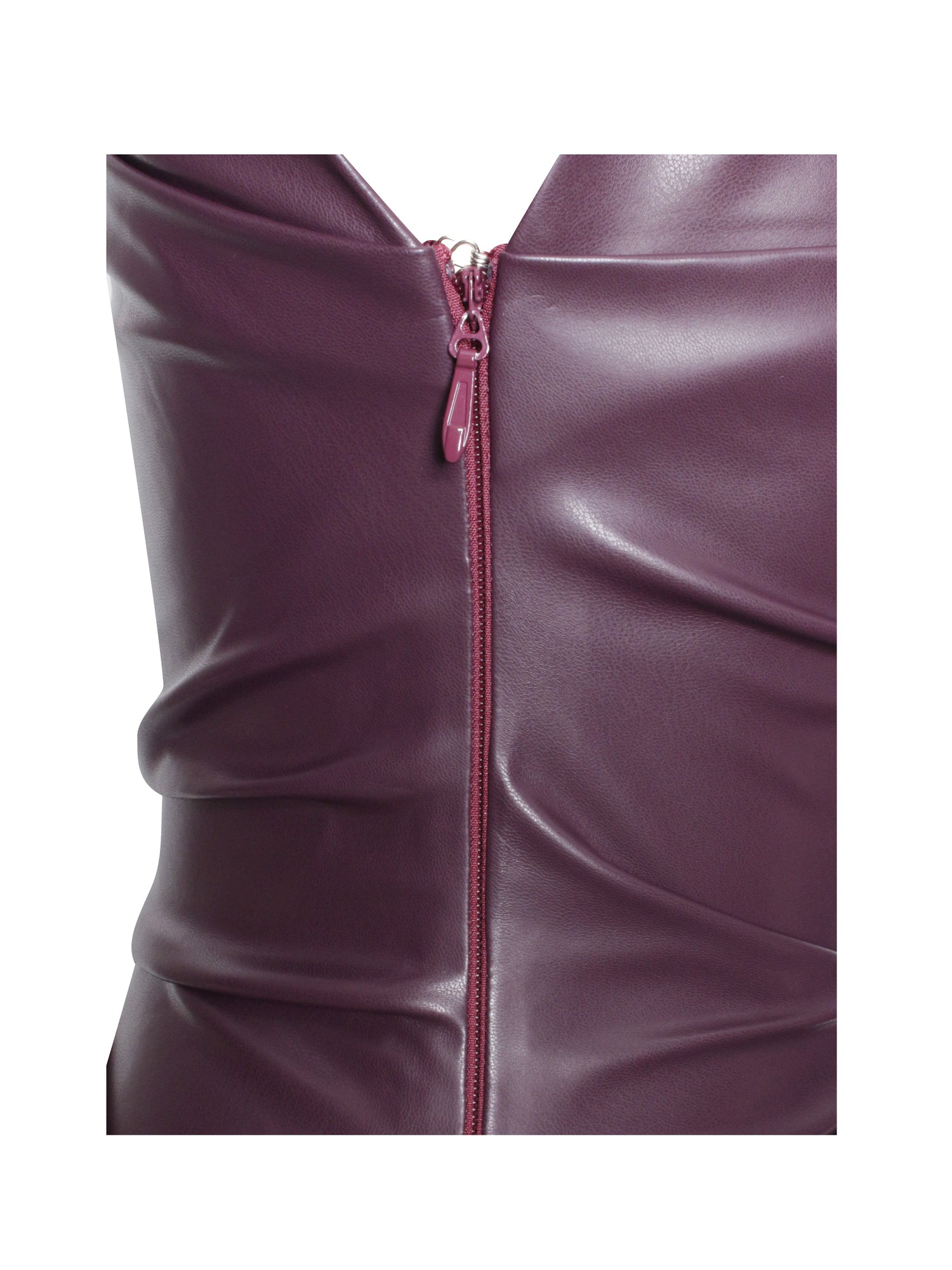 Sabina Leather Slash Neck Midi Dress | Purple