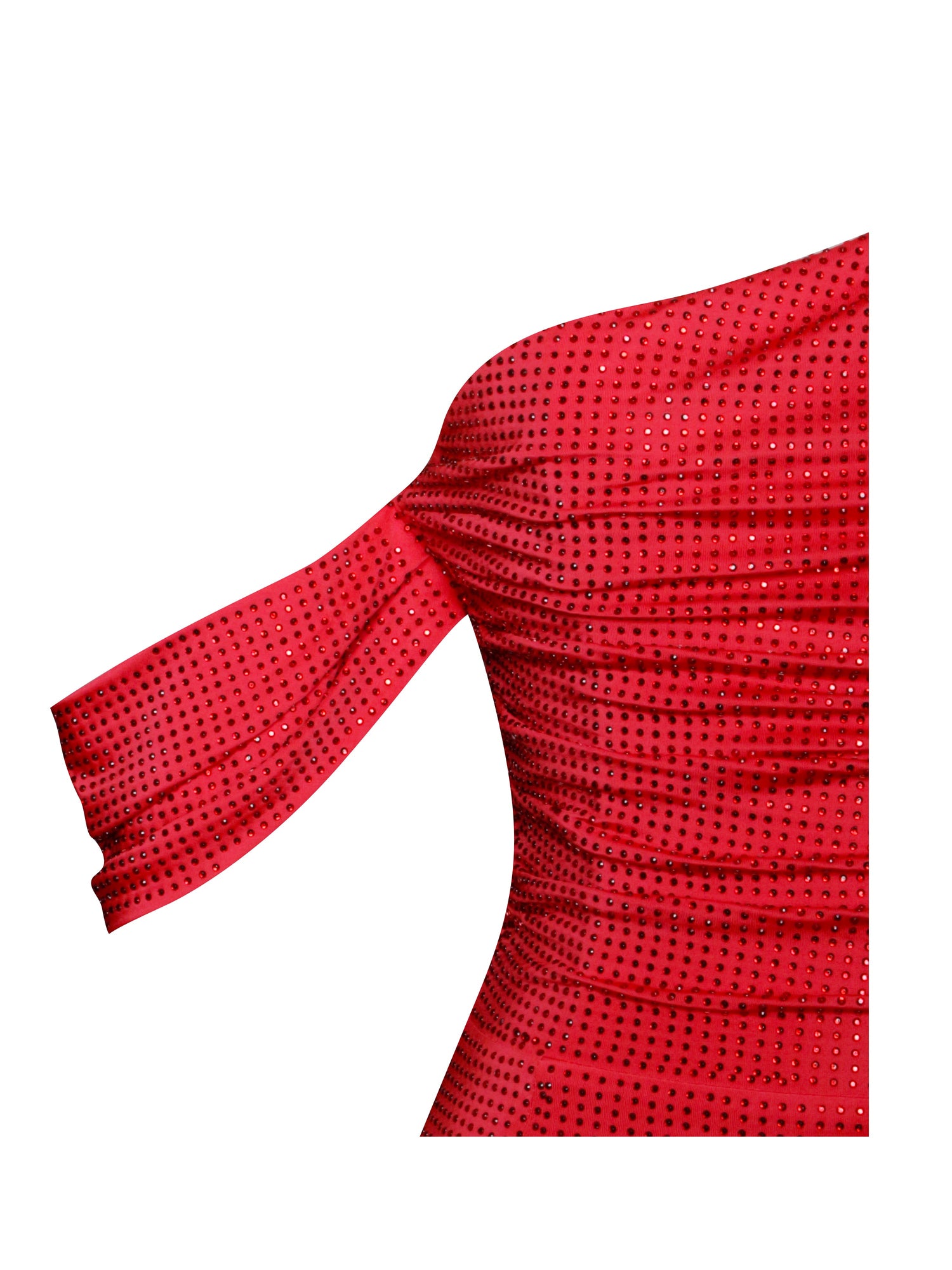 Paget Mesh Rhinestone Embellished High Slit Gown | Red