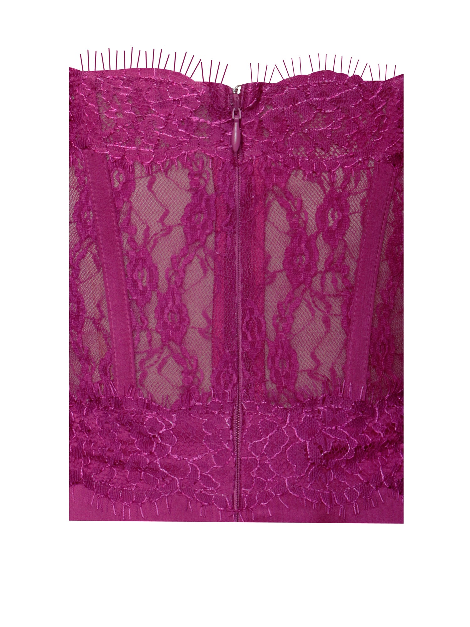 Everleigh Lace Satin Corset Maxi Dress | Fuchsia
