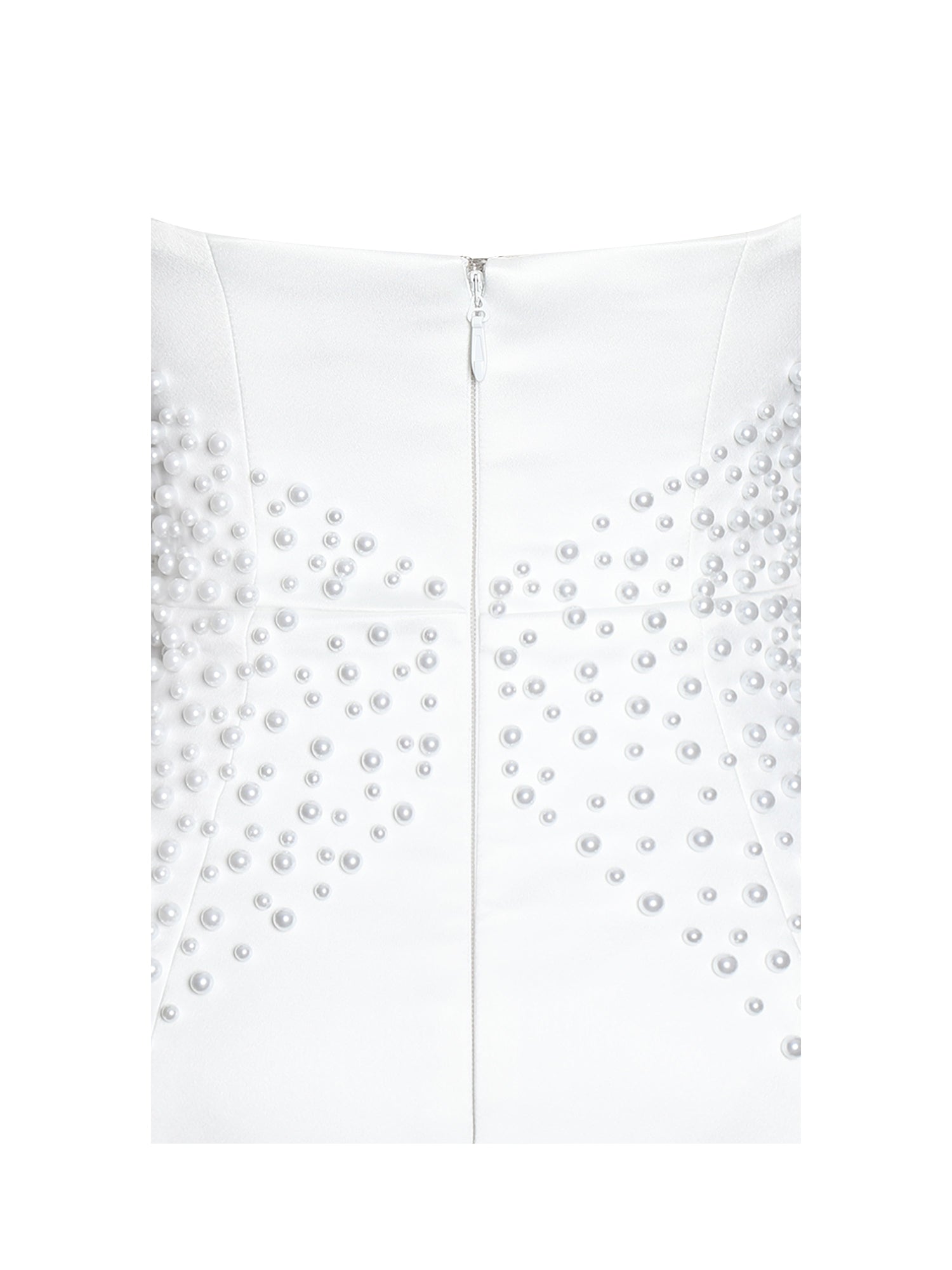 Tais Pearl Beaded Cocoon Shape Sleeveless Mini Dress | White