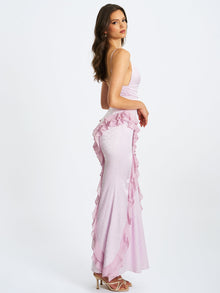 Paolina Taro Jacquard Ruffle Mermaid Maxi Dress | Pink