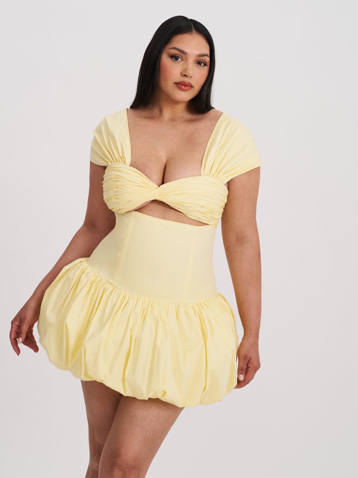 Umika Bubble Hem Mini Dress | Butter Yellow