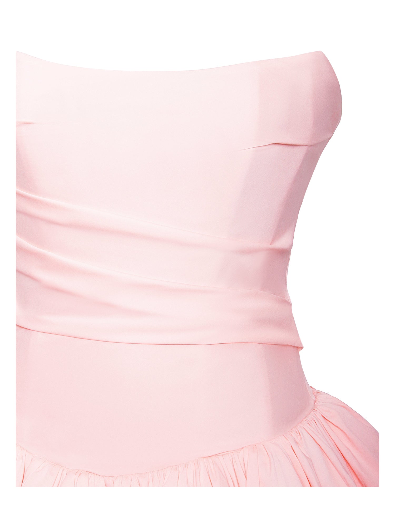 Oletta Cotton Poplin Corset Strapless Bubble Hem Mini Dress | Pink