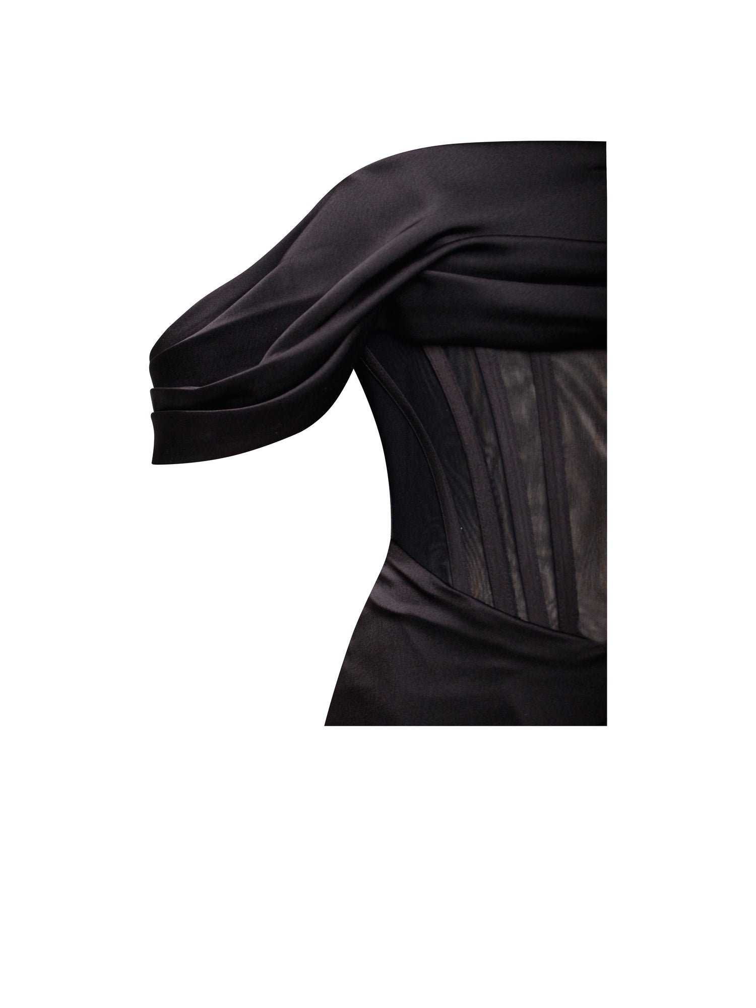Rebeca Satin High Slit Corset Gown | Black