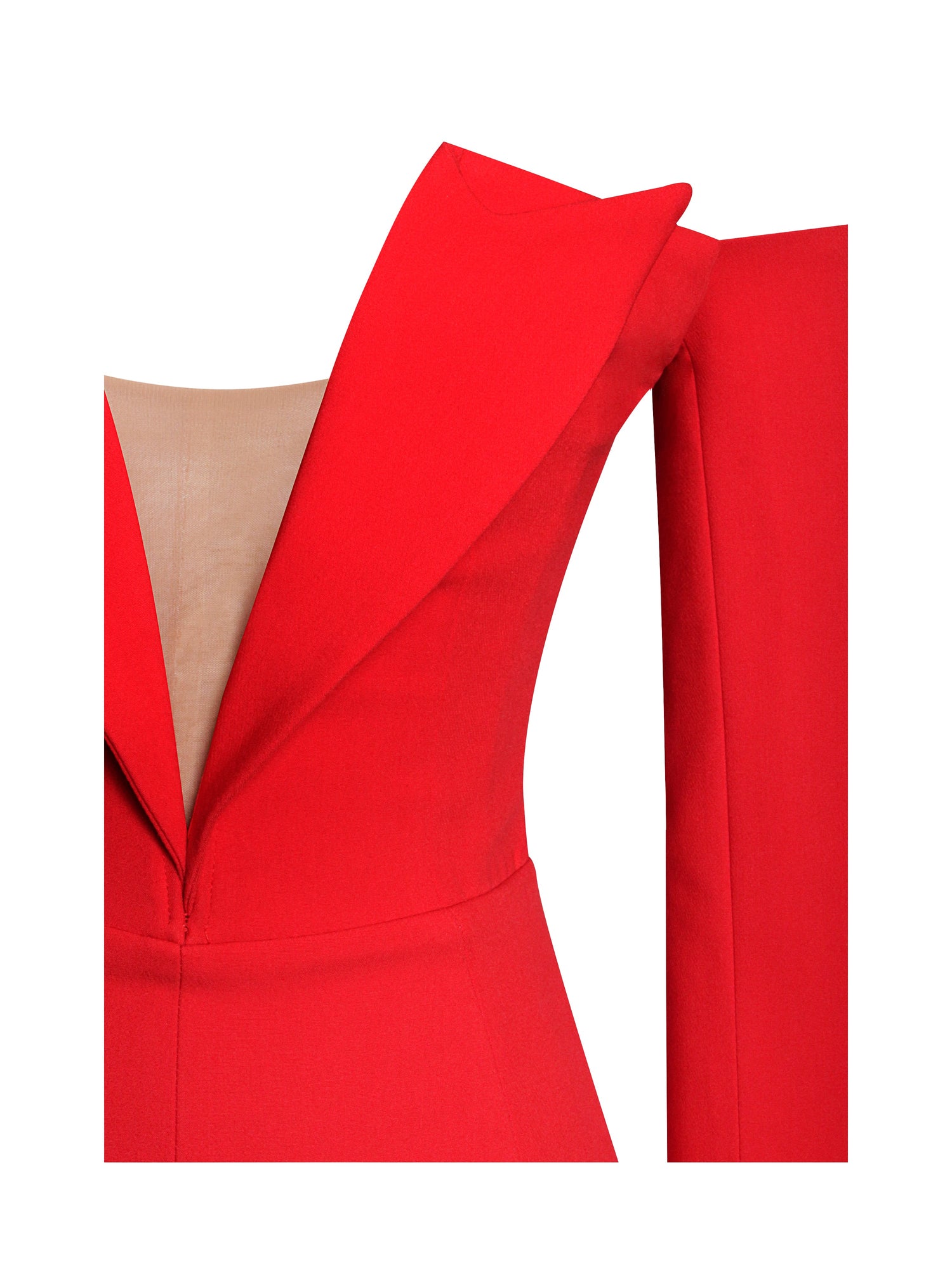 Polina Off Shoulder Long Sleeve Blazer Dress | Red