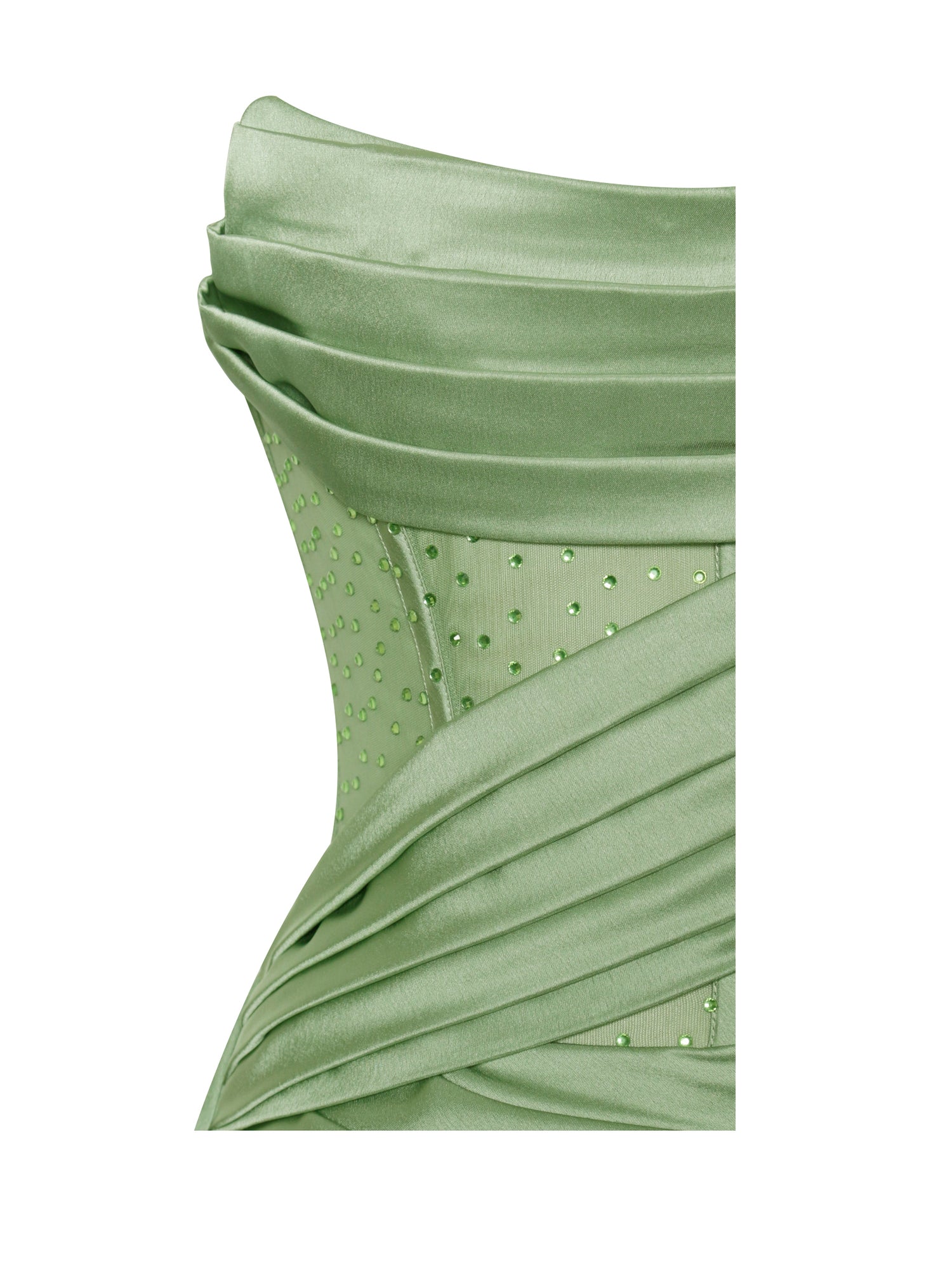 Holly Crystallized Corset High Slit Satin Gown | Basil