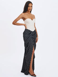 Tamryn Sweetheart Maxi Dress | Black and White Polka Dot