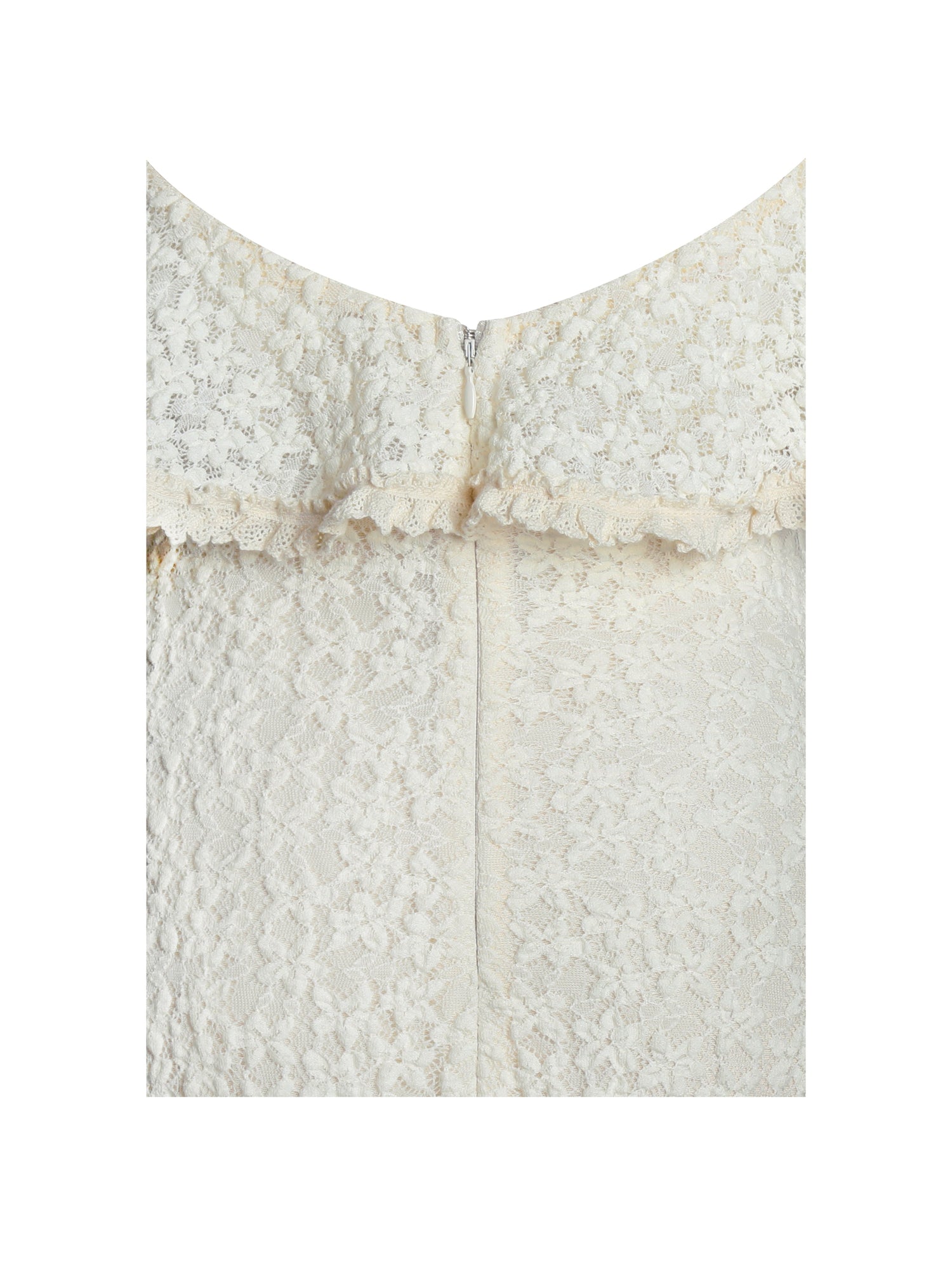 Idra Lace Trim Sleeveless Crochet Midi Trailing Dress | Beige