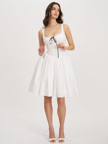 Madison Cotton Eyelet Square Neck Midi Dress | White