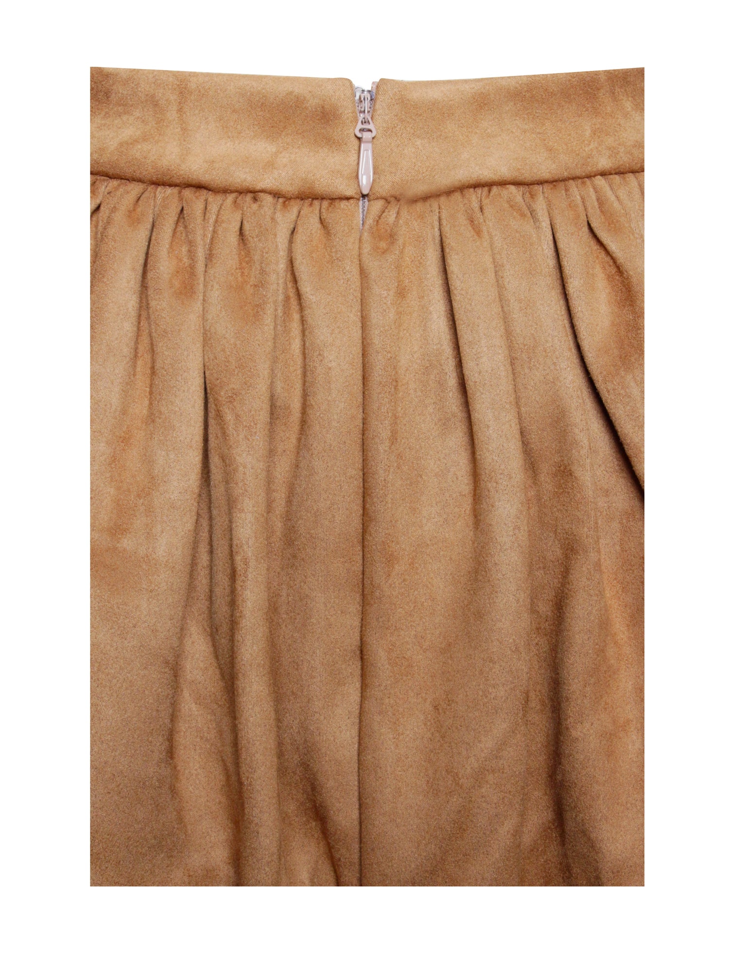 Yuna Bubble Hem Skirt | Brown Suede