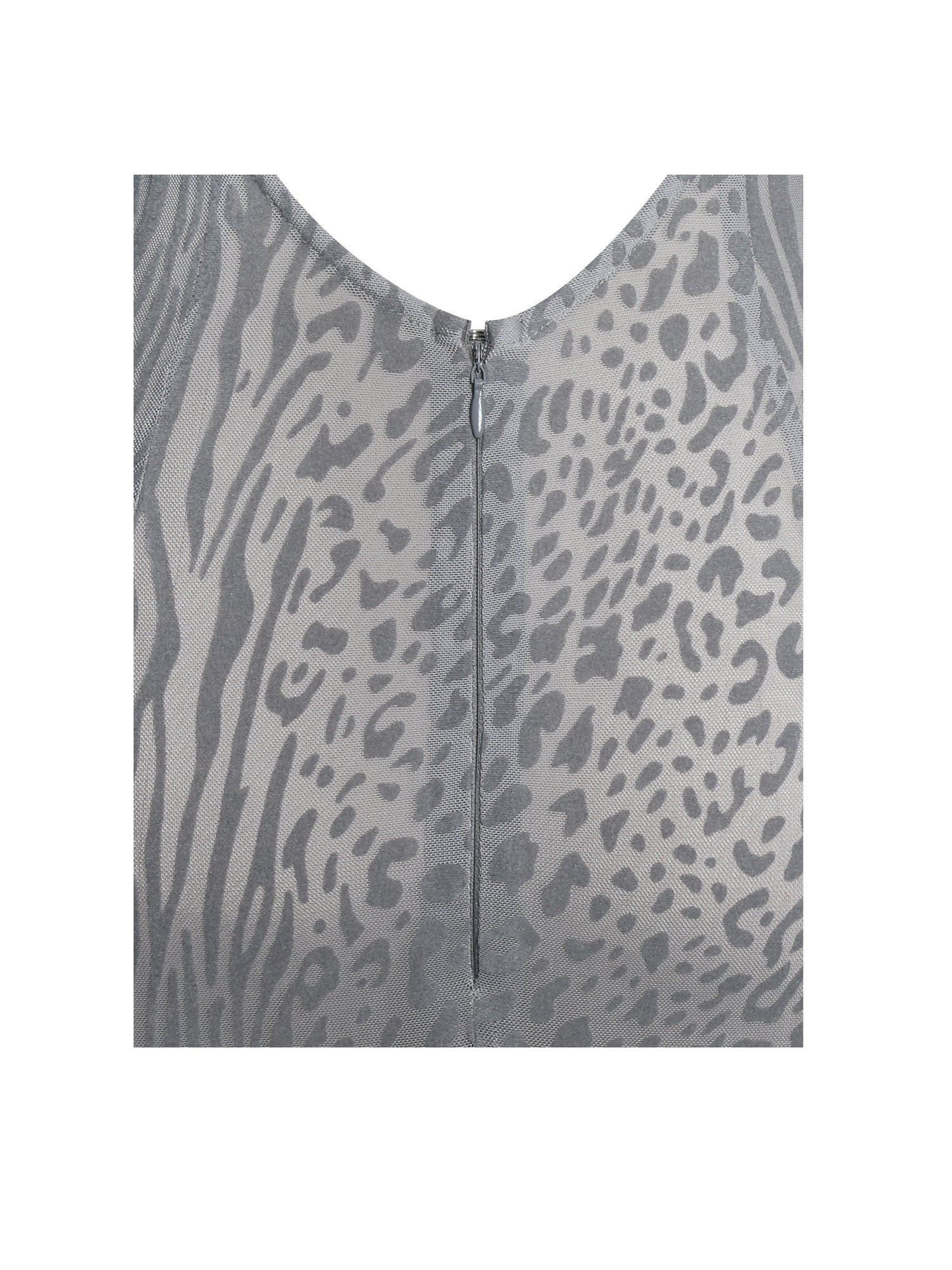 Waylynn Animal Print Burnout Velvet Detail Mesh Backless Maxi Dress | Gray
