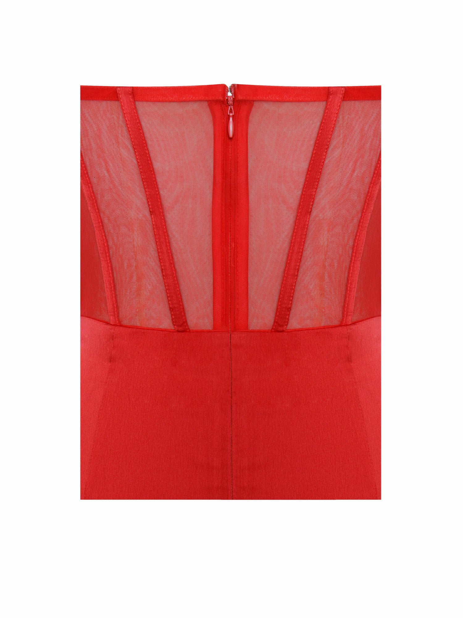 Talia Satin Lace Corset Maxi Dress | Red