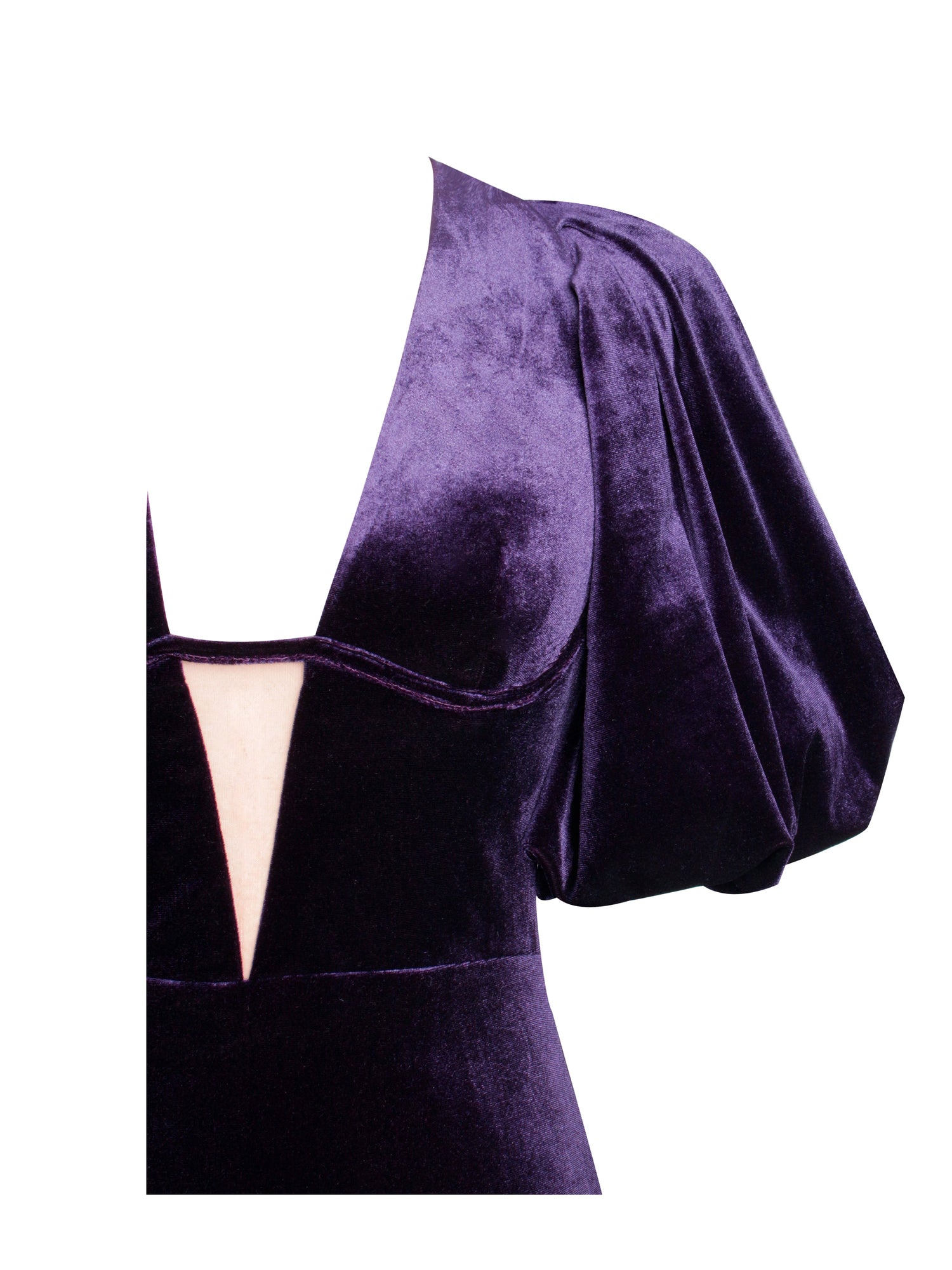 Coraline Velvet Bubble Sleeve Backless Maxi Dress | Purple