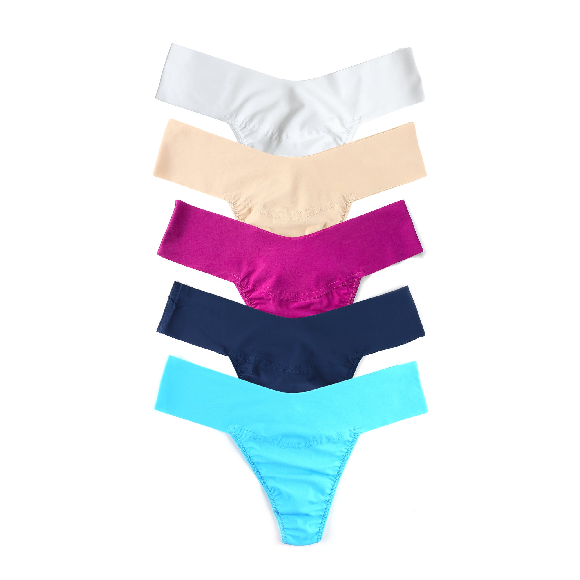 5-Pack Breathesoft Natural Rise Thong | Marshmallow, Biscotti, Hot Fuchsia, Nightshade, Pacific Blue