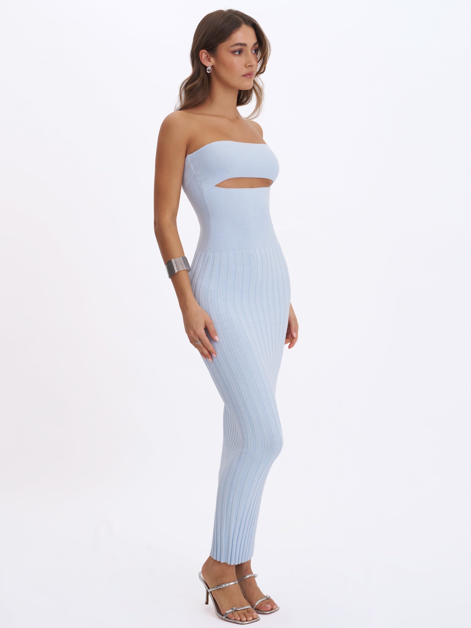 Yasmine Bamboo Knit Cutout Maxi Dress | Ice Blue