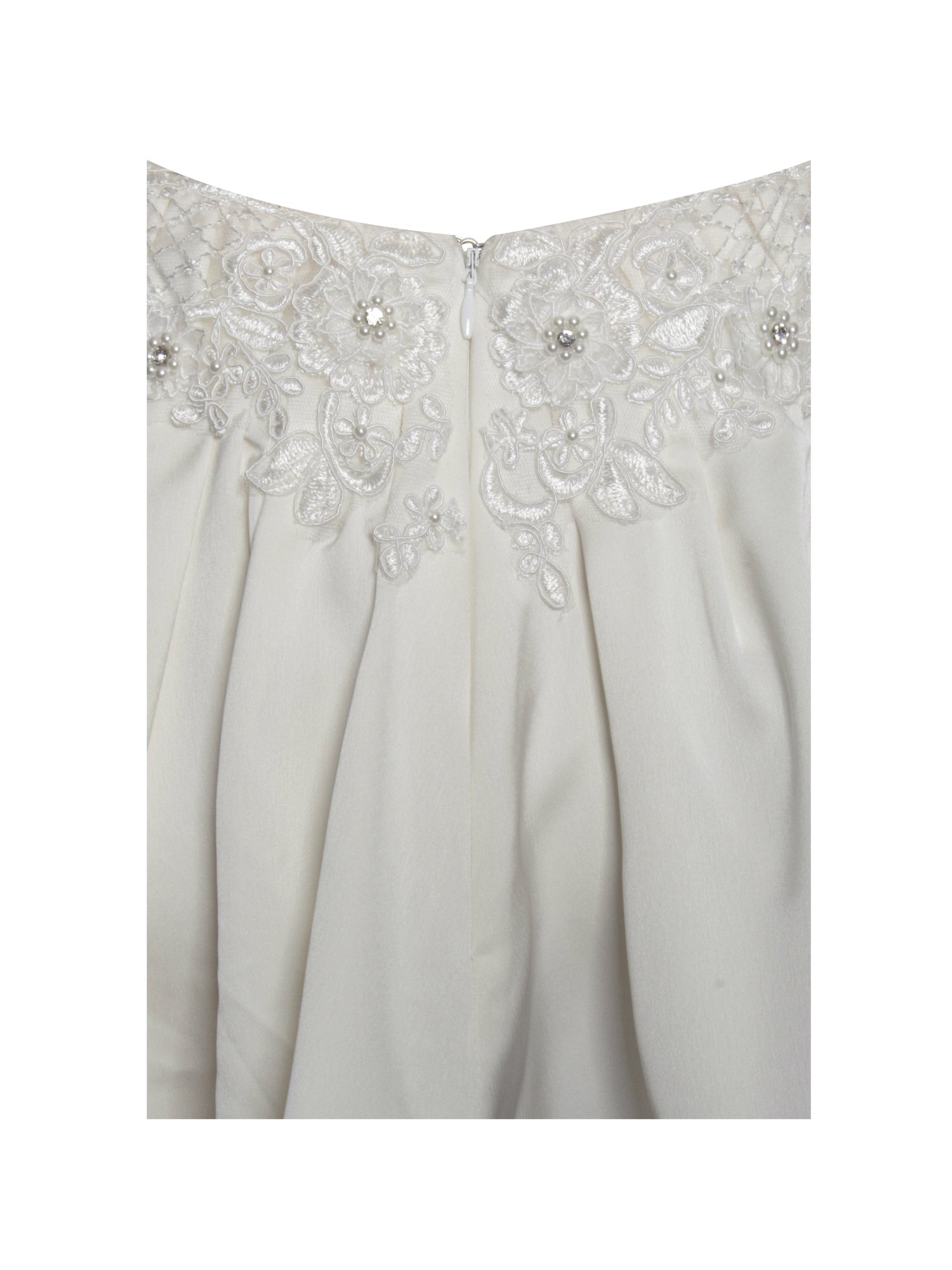 Idalia Beaded Lace Trim Backless Halter Mini Dress | Pearl White