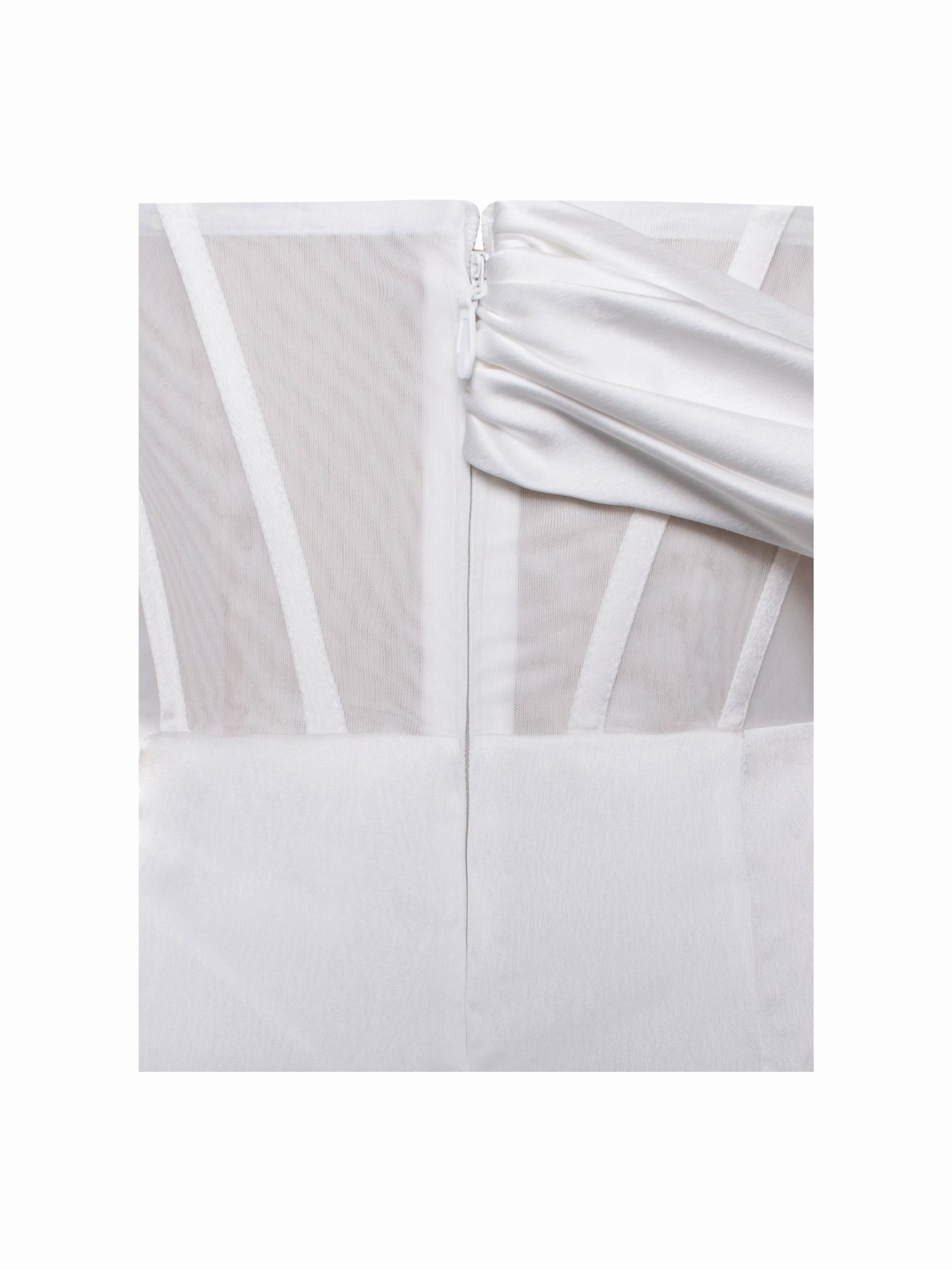 Rebeca Satin High Slit Corset Gown | White