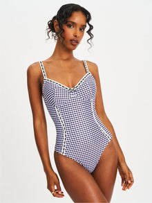 Gigi Lace Strap Backless Swimsuit | Black Gingham