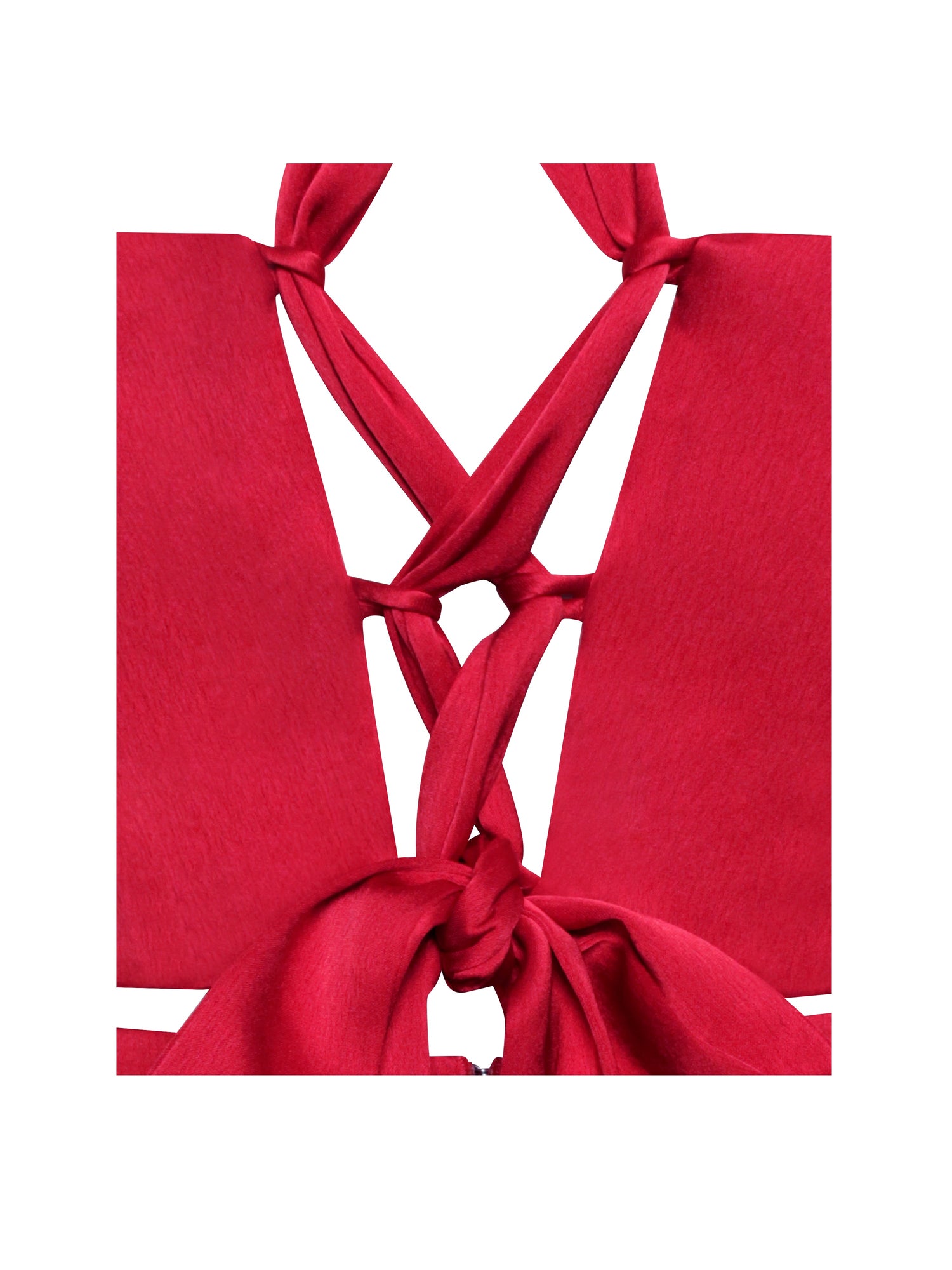 Ivona Halter Neck Double Duchess Satin Gown | Red