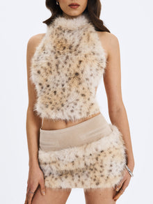 Sariah Suede Cheetah Low-Waisted Micro Skirt | Tan
