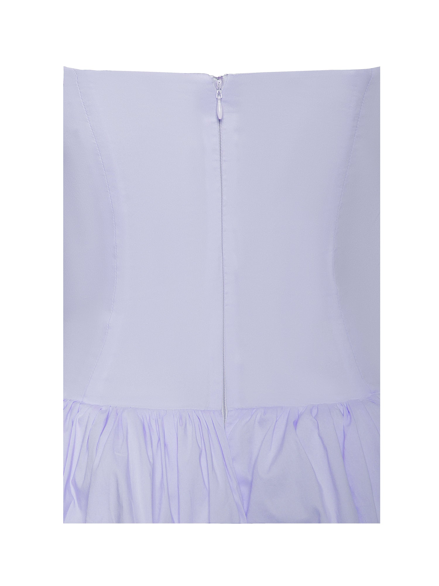 Oletta Cotton Poplin Corset Strapless Bubble Hem Mini Dress | Blue