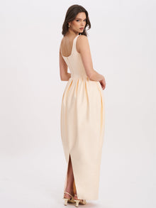 Udana Drop Waist Tulip Gown | Butter Yellow