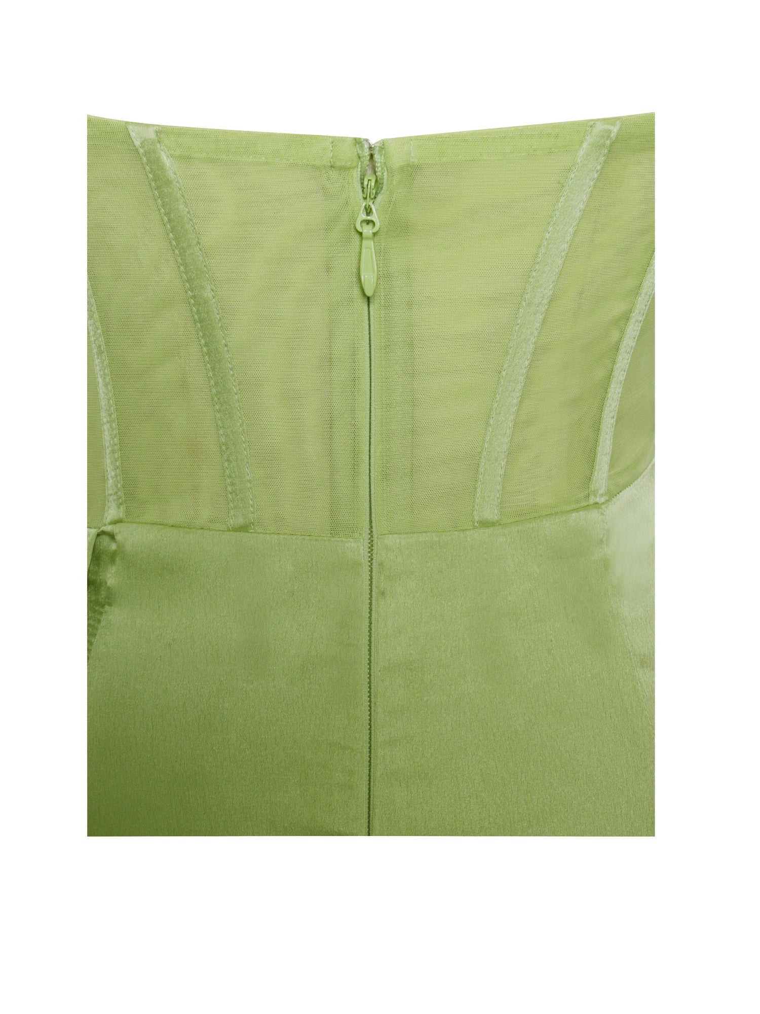 Prisa High Slit Satin Corset Gown | Lime