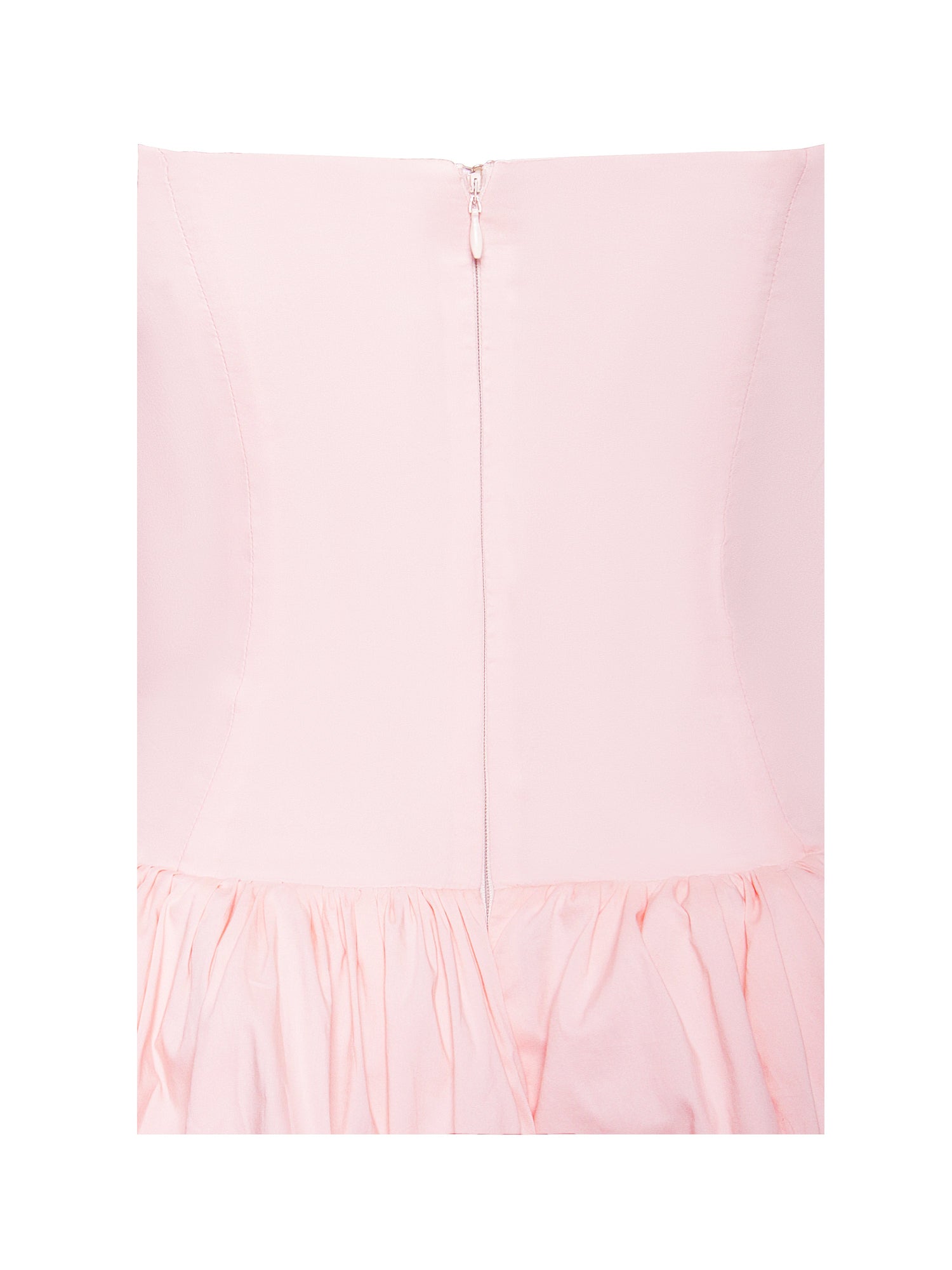 Oletta Cotton Poplin Corset Strapless Bubble Hem Mini Dress | Pink