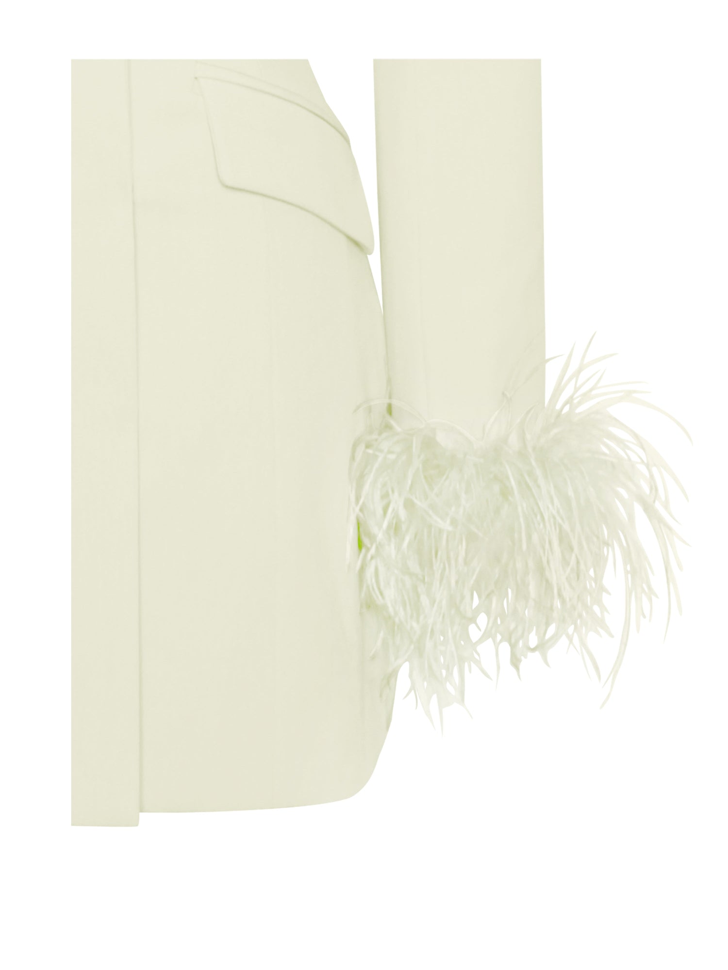 Madeline Feather Trim Blazer Dress | Pearl White