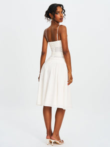 Maelis Cotton Eyelet Drop Waist Midi Dress | White