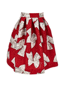 Girls | Bow Brocade Skirt | Ruby