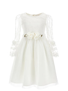 Girls | Mimi Embroidered Tulle Dress | Cream