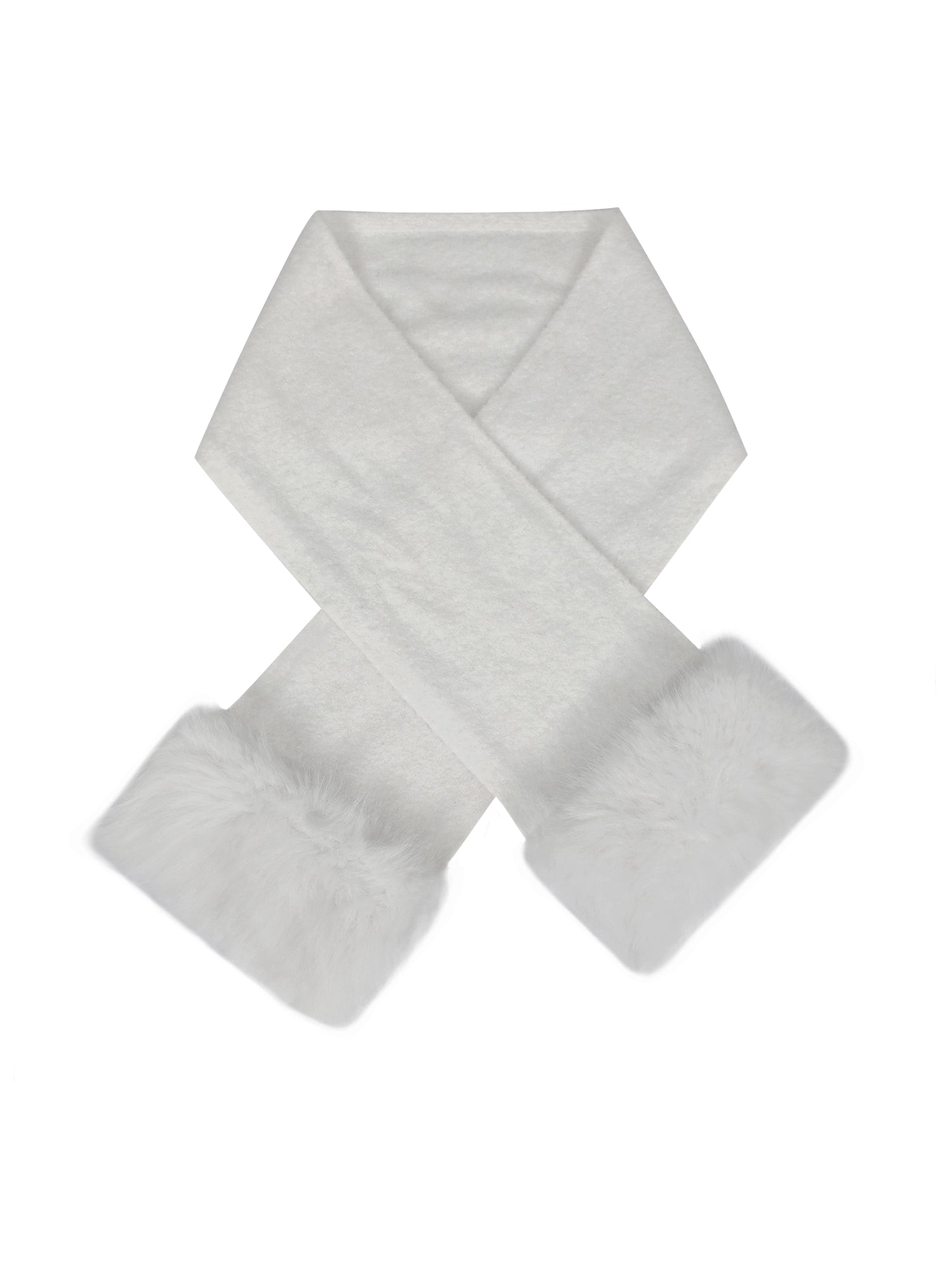 Selma Wool-Blend Ribbed Knit Scarf | White