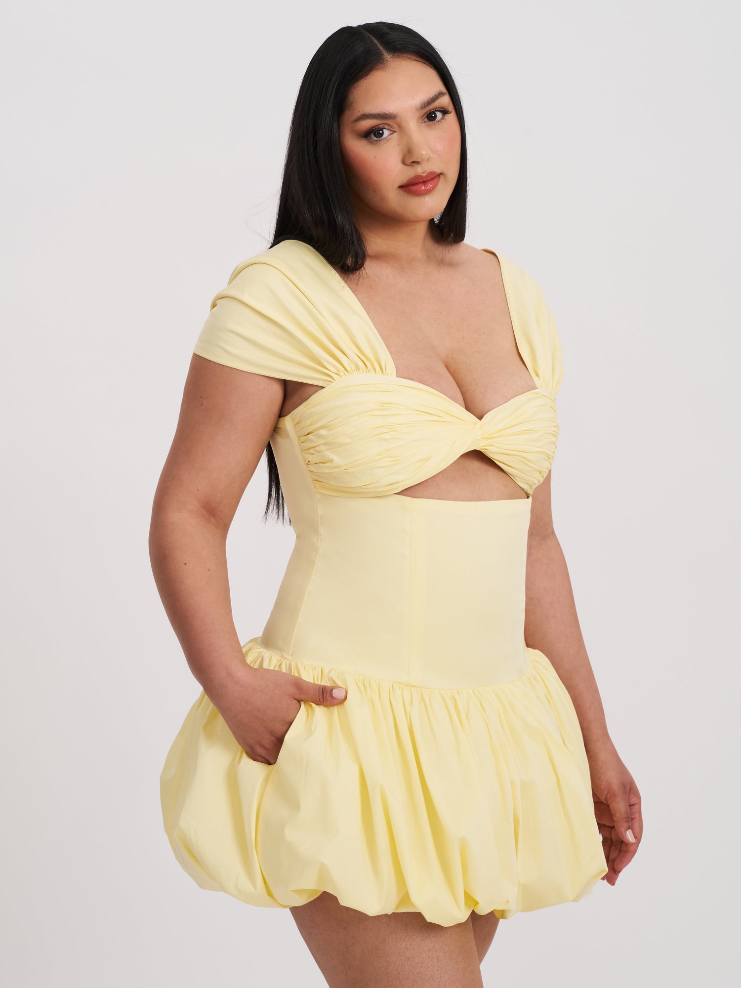 Umika Bubble Hem Mini Dress | Butter Yellow