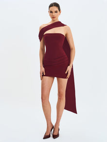 Ovelia Satin Ribbon Strapless Mini Dress | Crimson