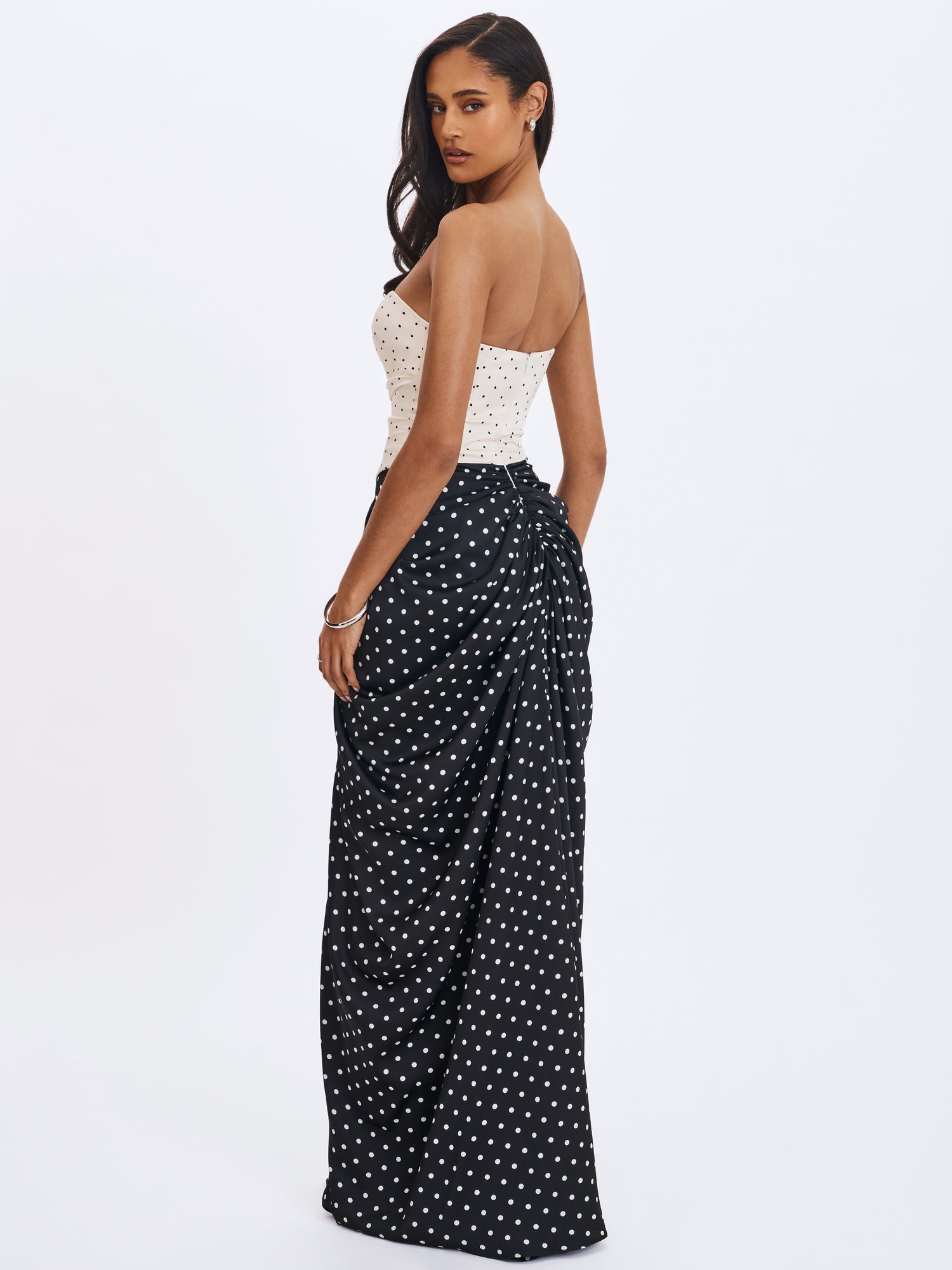 Tamryn Sweetheart Maxi Dress | Black and White Polka Dot