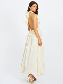 Nalani Ruffled Halter Maxi Dress | Floral Ivory