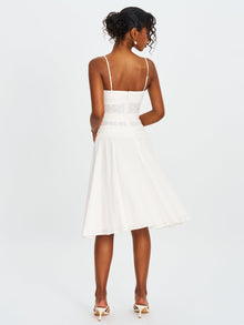 Maelis Cotton Eyelet Drop Waist Midi Dress | White