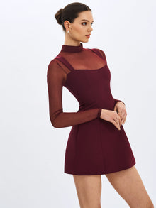 Natasha Faux Two-Piece Turtleneck Mini Dress | Burgundy