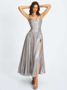 Palmer Glitter Drop Waist Maxi Dress | Silver