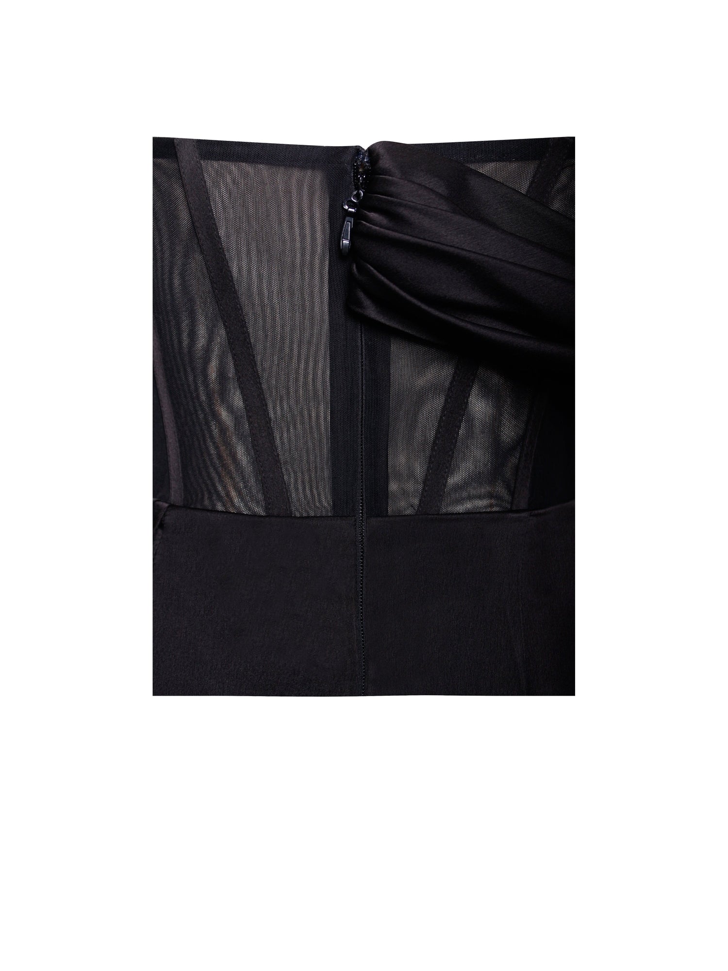 Rebeca Satin High Slit Corset Gown | Black