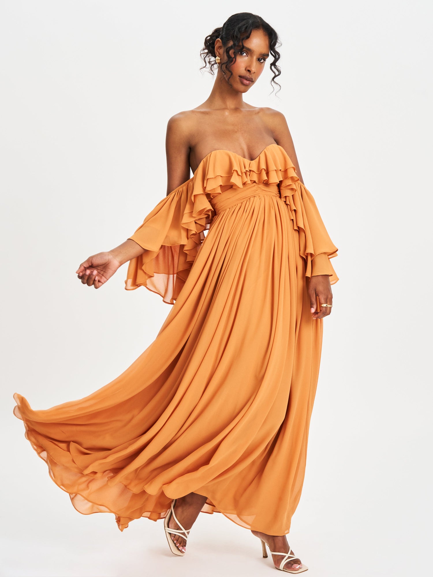 Kaela Off Shoulder Chiffon Maxi Dress | Brickwork
