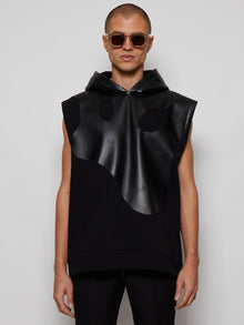 Men | BURBERRY | Monster Graphic Cotton And Lambskin Sleeveless Hoodie | Black