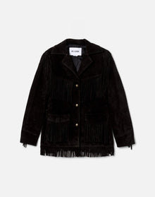 Womens | Suede Fringe Jacket | Black