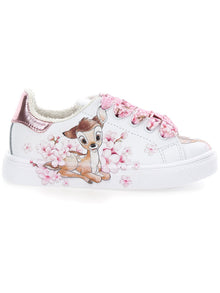 Girls | Bambi Leather Sneakers | White/FairyTale Pink