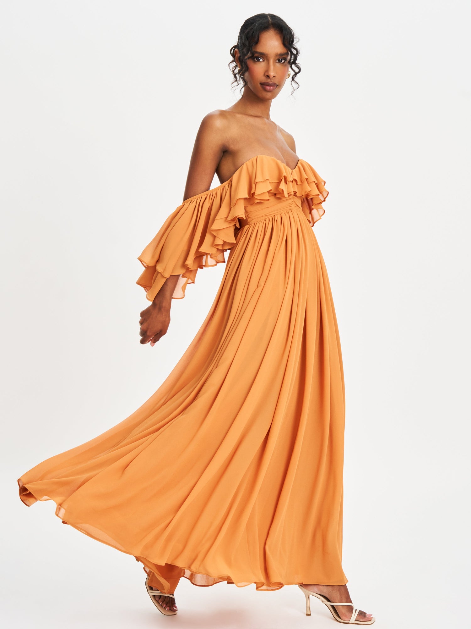 Kaela Off Shoulder Chiffon Maxi Dress | Brickwork