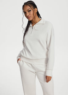 Half-Zip Long Sleeve Sweatshirt | White