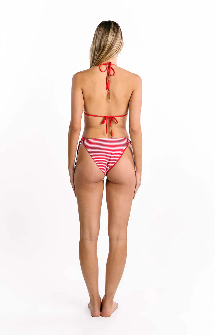 9.0 Swim Wave Tie Bikini Bottoms | Red Stripe