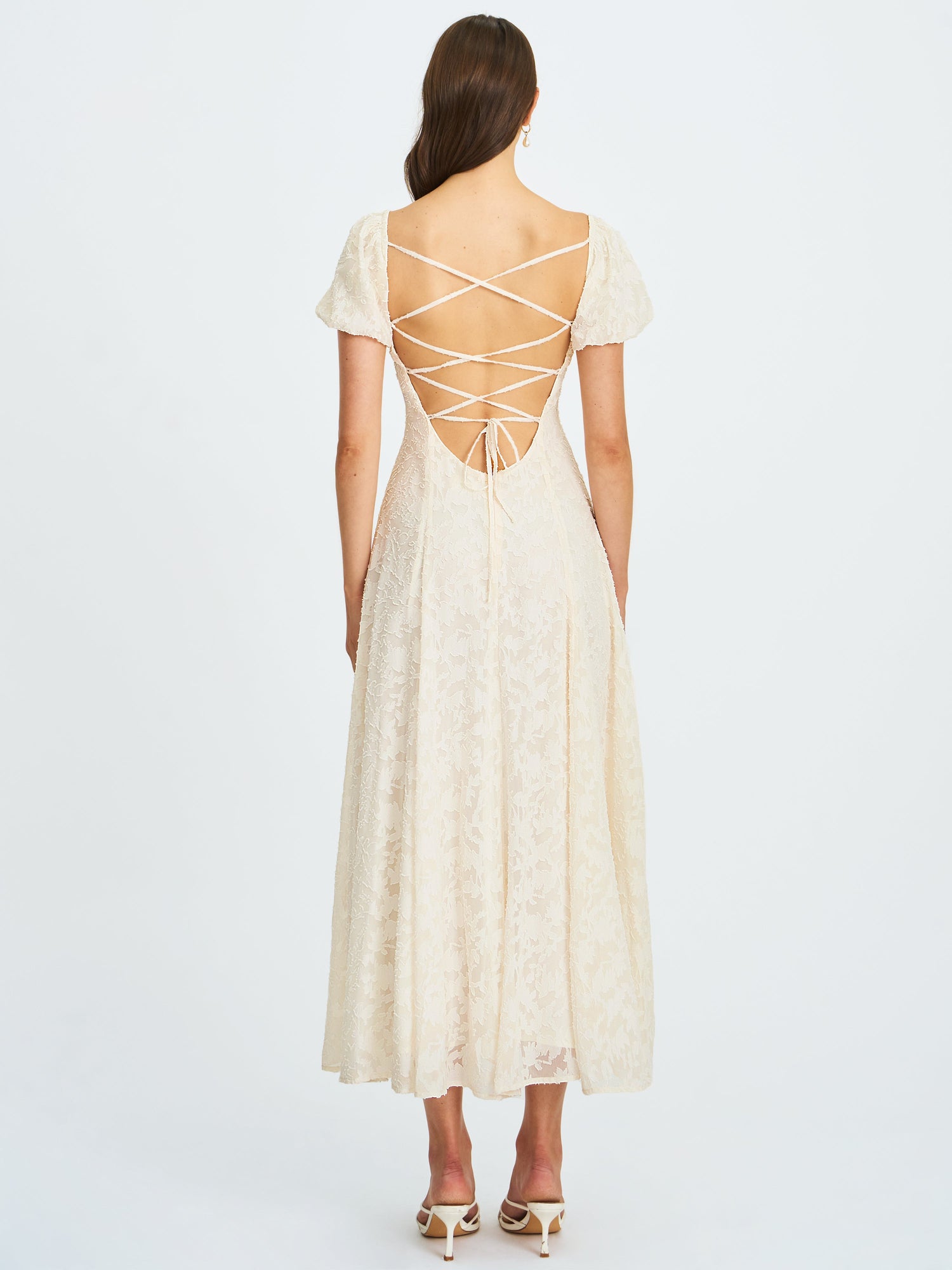 Pandora Bubble Sleeve Backless Maxi Dress | White